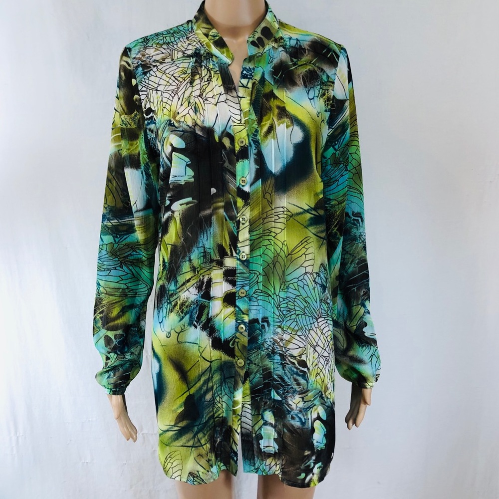 Touché women’s Tunic Sz 10 semi sheer Greens
